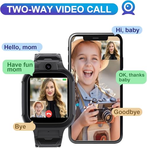 Image of BIGASUO 4G Kids Smart Watch GPS Tracker - Smartwatch with Two Way Call Video Calling Voice Chat SOS Class Mode Stopwatch Pedometer Games Wi-Fi Touch Screen Alarm Clock Smartwatches (BG68)
