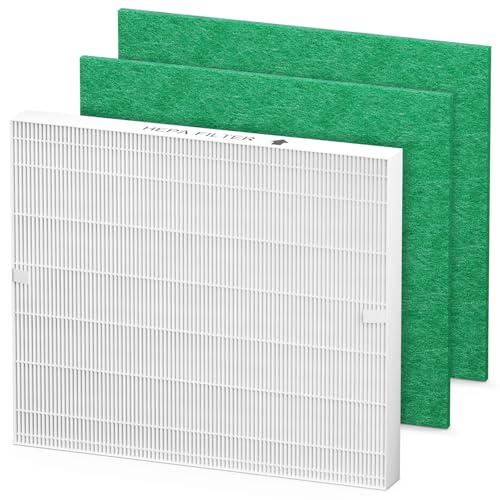 Image of Fil-fresh 3-Pack Airmega AP-1512HH Pollen Filter Replacement Set for Coway Airmega AP-1512HH and Airmega 200M Air Purifiers, 2 Pollen Filters and 1 HEPA Filter, Light Green