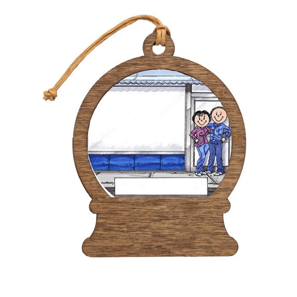 PrintedPerfection.com Personalized Store Front - Couple Wooden Snow Globe Shaped Christmas Ornament