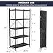 Lifetime Home 5-Tier Foldable Storage Shelf with Wheels - Metal Collapsible Shelving Unit Display, Rolling Cart for Books Kitchen Storage Shelves, Pantry & Closet Organizer, Office Room Decor - Black