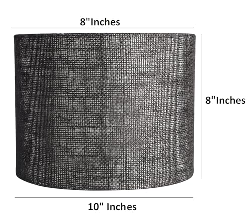 Image of Black Jute Color, Hanging /Pendant Drum Lamp Shade, Decorative Light Lamp for Living Room, Home, Bedroom, Home Decor Lightning /Silver Canopy -: Pack of 1 (10 * 8 Inches)