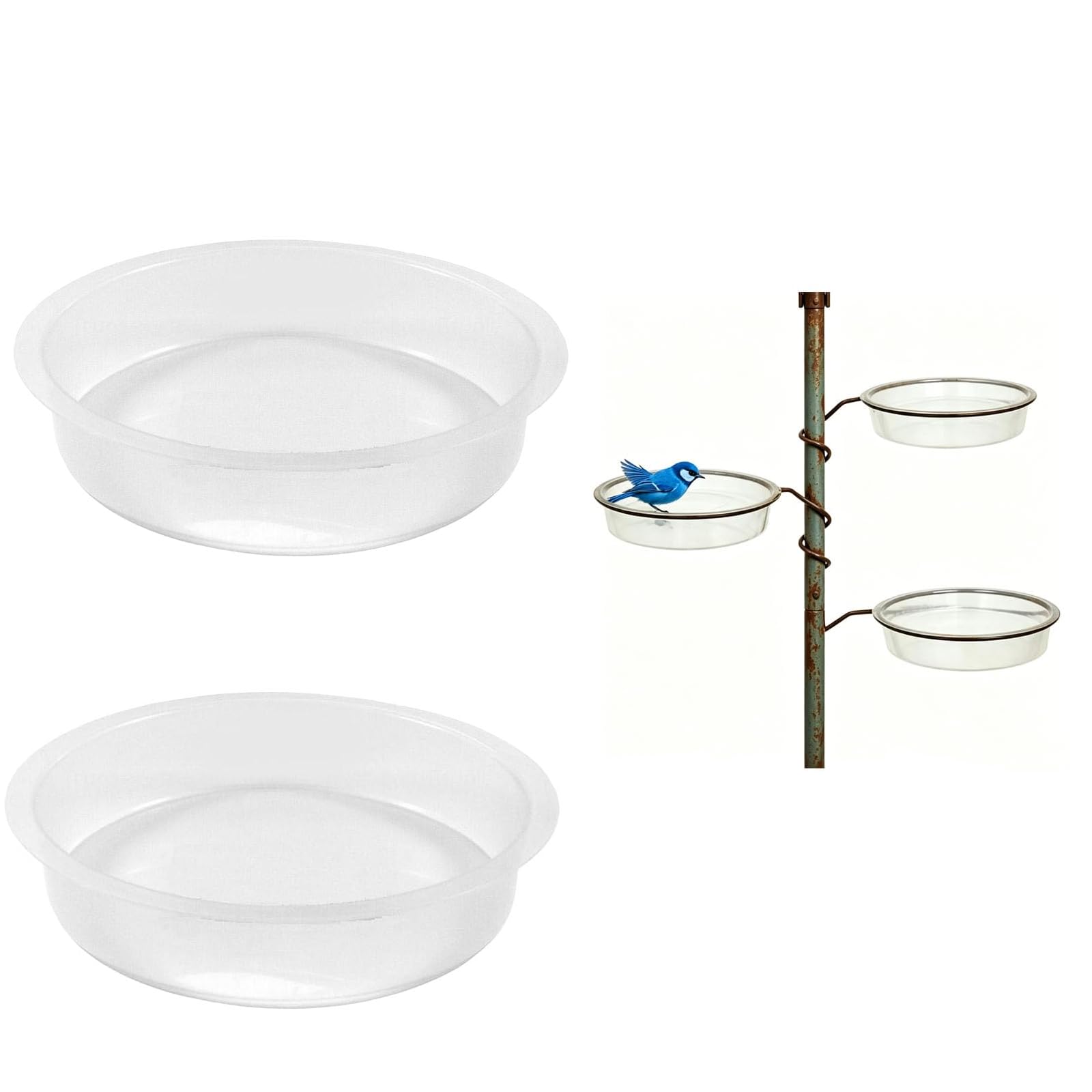 Plastic Bird Feeding Dish Tray Platform Feeder Replacement Bird Water Bowl Hanging Bird Bath Outdoor Outside Patio Parrot Tree Garden Courtyard,2pcs