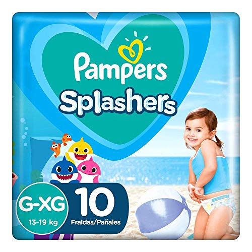 Fraldas Descartáveis Para Água Pampers Splashers Baby Shark G-XG ...
