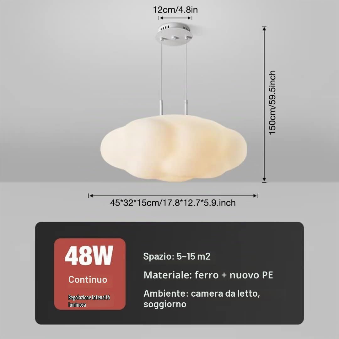 Lampada da Soffitto a LED Cloud - Lampadario per Camera da Letto, Soggiorno, Camera di Ragazzo o Ragazza - 48 W, 3 Luci, 17,8''