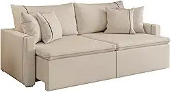 Sofá Cama Retrátil 4 Lugares 2,30m com Almofadas Linho Focus