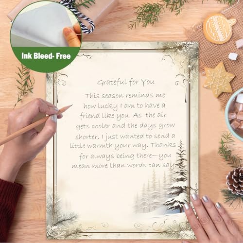 EggSun 100 Pcs Stationery Paper, Winter Computer Writing Paper,4 Design holiday event Border Letterhead for Invitations,Gifts,Holidays,Party Notes(8.5x11Inch) - Image 5