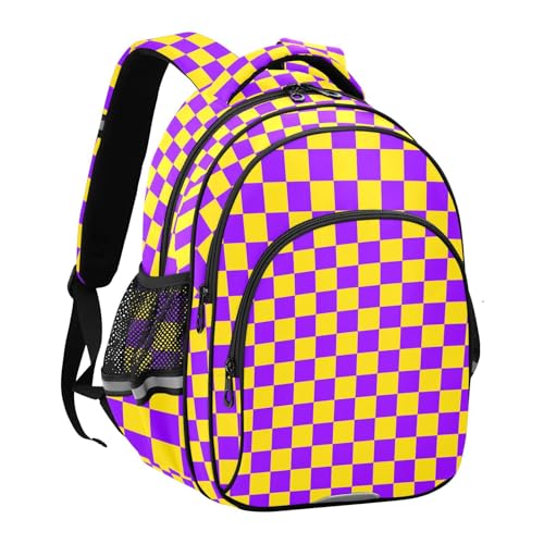 Yellow and Purple Buffalo Checkered Toddler Backpack for Prechool Boys Girls 3-8 Years Mini Bookbag S2