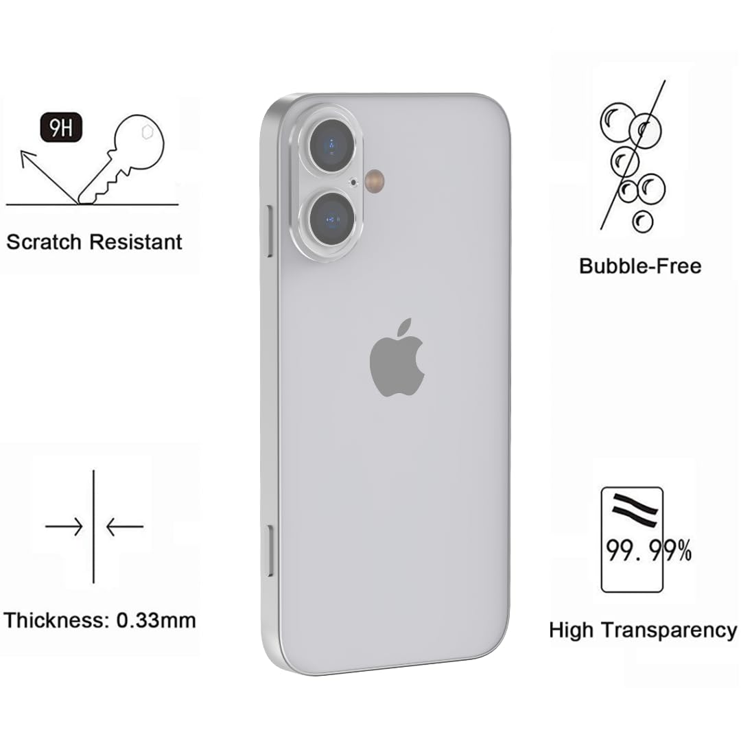 PHONILLICO Etui do iPhone'a 16 i 2 szkła hartowanego, ochrona ekranu i 2 osłony aparatu, zintegrowane koło magnetyczne