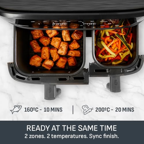 Tefal Easy Fry Dual Zone Digital Air Fryer, 2 Drawers, 8.3L, 8in1, Air Fry, Extra Crisp, Roast, Bake, Reheat, Dehydrate, 6 Portions, Non-Stick, Dishwasher Safe Baskets, Coal Grey - EY901HG0 - Image 5