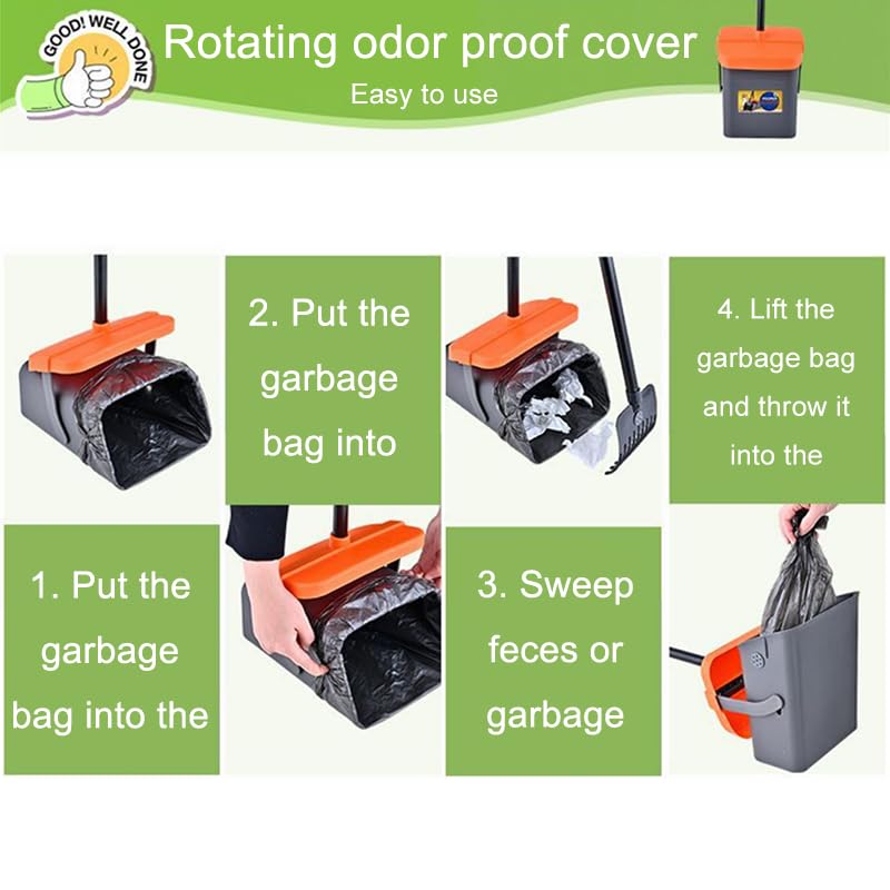 Image of Pooper Scooper with 85 Bags & Swivel Box, 46-Inch Adjustable Long Handle and Rake, Heavy Duty Poop Scooper for Large Medium Small Dogs, Yard Lawn Kennel Waste Cleanup Tool