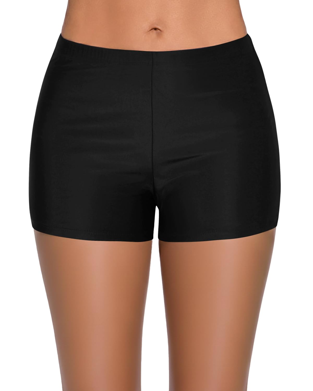 Yonique Womens Swim Shorts Solid Tankini Bottoms Swimsuit Medium, 03 Black