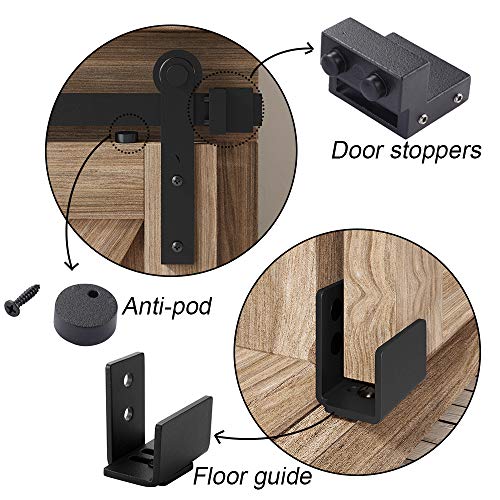 FREDBECK 4FT Mini Cabinet Sliding Barn Door Hardware Kit Double Door -TV Closet(No Cabinet) - Thumbnail 5