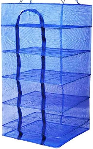 Food Dehydrator 5 Tray Hanging Drying Net / Non Electric / For Drying Herbs , Fruits , Vegetables , Fish (17.7 x 17.7 x 39.3 inches, Blue)