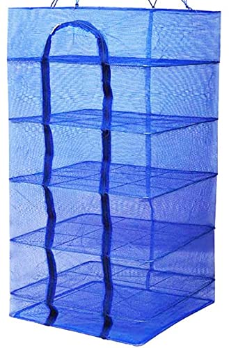 Food Dehydrator 5 Tray Hanging Drying Net / Non Electric / For Drying Herbs , Fruits , Vegetables , Fish (17.7 X 17.7 X 39.3 Inches, Blue) #TOP16