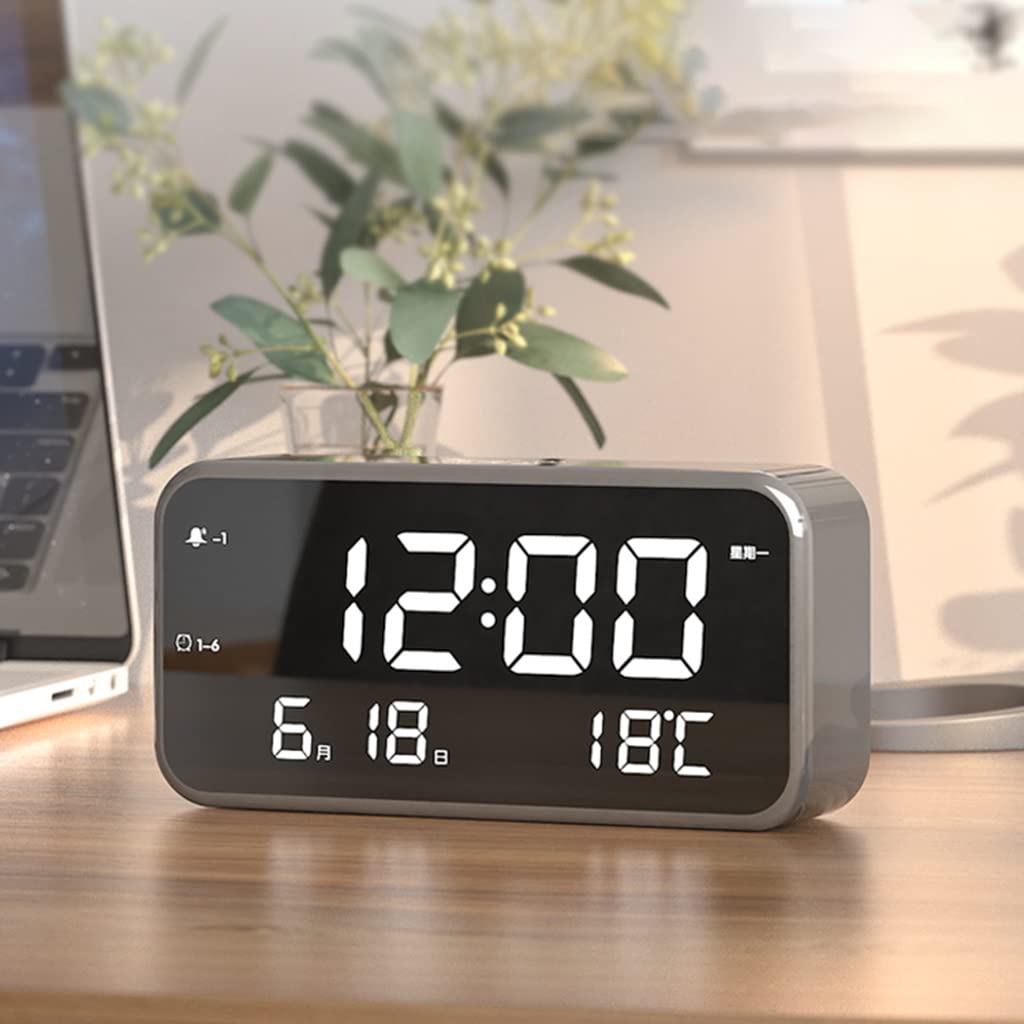 Cyfrowy budzik LED dla osób śpiących ciężko, wyświetlacz LED z czasem, temperaturą, portem ładowania USB, wyświetlacz drzemki do sypialni, biura, podróży