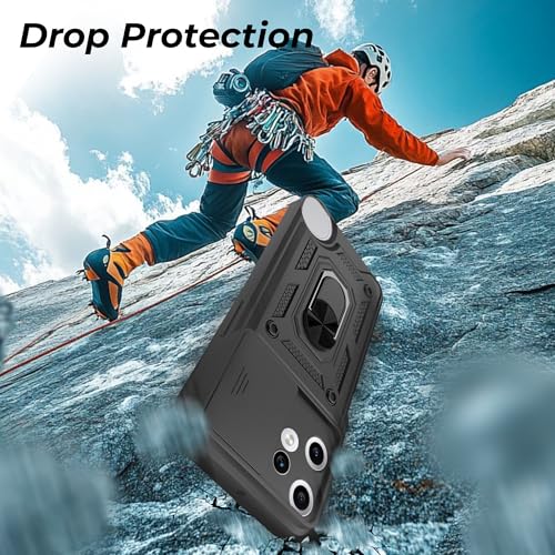 Image of A rtistque Armor Bumper Back Case Cover for Nothing CMF Phone 2 Pro 5G | Stylish Ring Holder & Inbuilt Stand | Sliding Camera Cover | TPU Protective Design | Nothing CMF 2 Pro Back Cover - Black