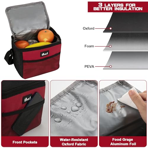 Uhat Adult Cooler Lunch Box Small Cool Bag 5L Dual Compartment Thermal Bag for Work School Day Trip (Red) - Image 4