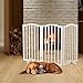 The Fellie Absperrgitter Hund H82cm, Freistehendes Schutzgitter mit Füßen,Kindergitter Klappbar, Holz Hundegitter Treppe, Absperrgitter für Häuser, Türöffnungen, Treppenschutzgitter ohne Bohren, Weiß