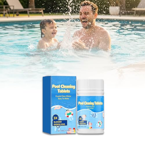 Multifunction Pool Cleaning Tablets for Crystal Clear Water Clears Cloudy or Hazy Pool Water Fast-Acting Slow Dissolve Formula for Above/In-Ground Pools (1 PCS)