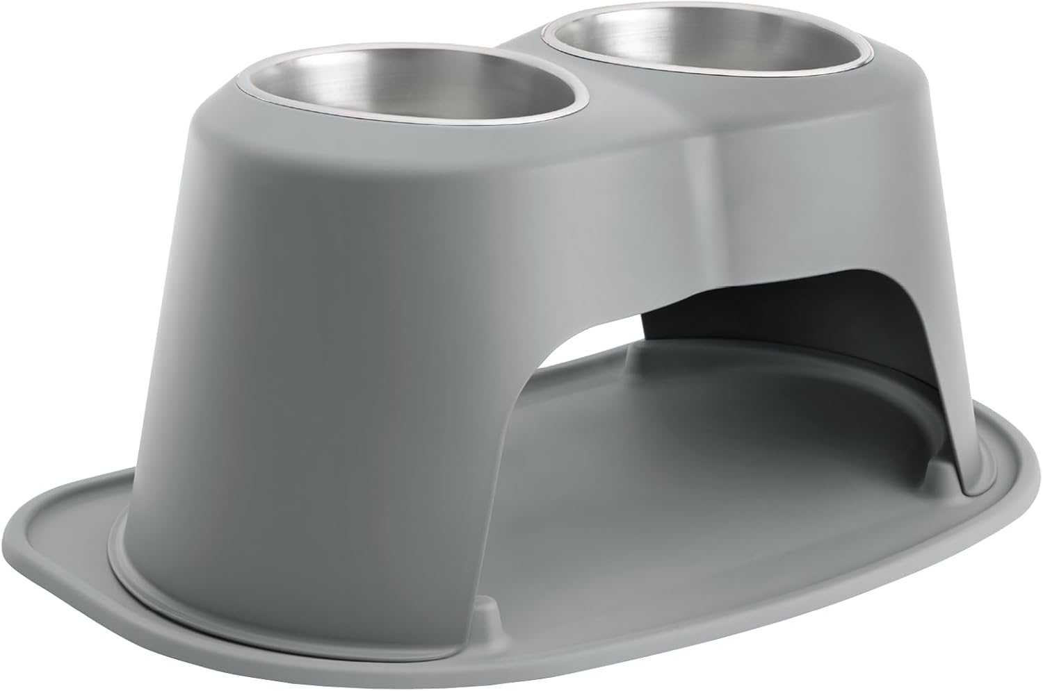 WeatherTech Double High Pet Feeding System - Elevated Dog/Cat Bowls - 10 inch High Dark Grey (DHC6410DGDG)