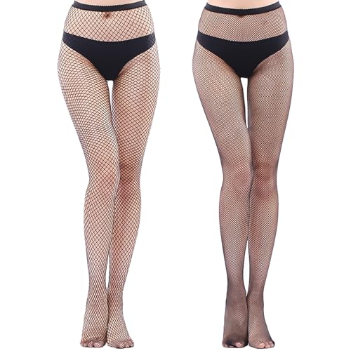 BDSHUNBF 2 Pezzi Calze Rete Elastiche Sexy, Calze a Rete collant neri a rete da donna, Calze a Rete Nere Donna Collant Senza Cuciture Fantasia, Collant a Rete da Donna Nero Alta Calze Collant