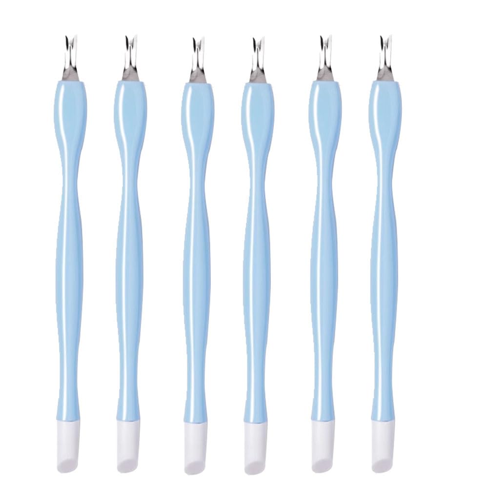 Cuticule à Ongles Fourches, 6 Pcs Cuticules Trimmer Pusher, Double Tête Pousseurs Cuticulaires, Nail Art Fourche, pour Manucure