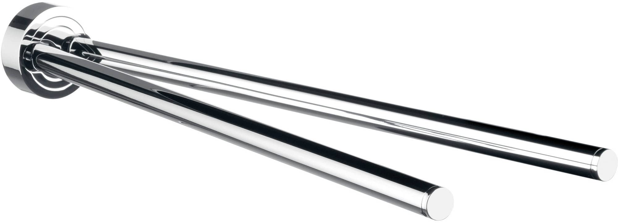 Emco Polo Double Arm Wall Mounted Towel Rail Rigid Metal Bath Towel Rail Towel Rail for Two Hand Towels, Chrome