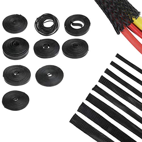 Image of DIY Crafts 10 Meter Roll, 8mm., 5 /10M Grey Black Insulated Braid Sleeving 2 /4 /6 /8 /10 /12 /15 /20 /25mm Tight PET Expandable Wire Cable Protection Cord Wir(10 Meter Roll, 8mm.)
