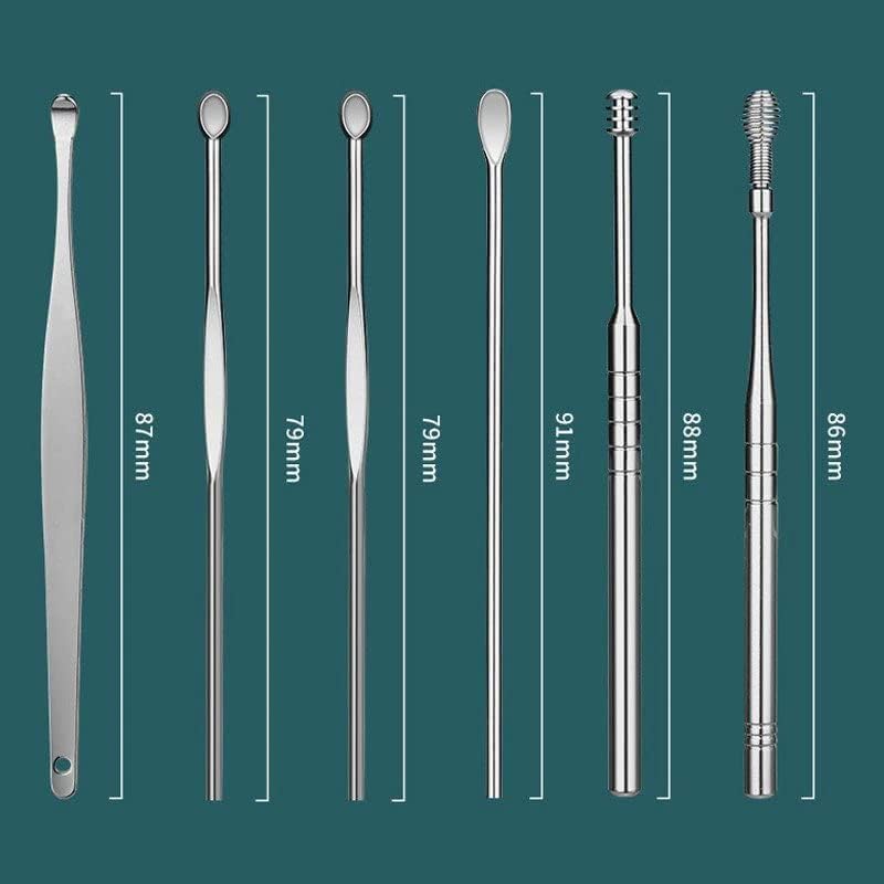 KANAKADHARA 6-in-1 Ear Wax Cleaner - Resuable Ear Cleaning Tools with Aluminum Tube - Ear Pick Wax Remover Tool Kit with Ear Curette Cleaner and Spring Ear Buds Cleaner Fit in Pocket Great for Traveling (Stainless Steel Case Ear Wax) 4