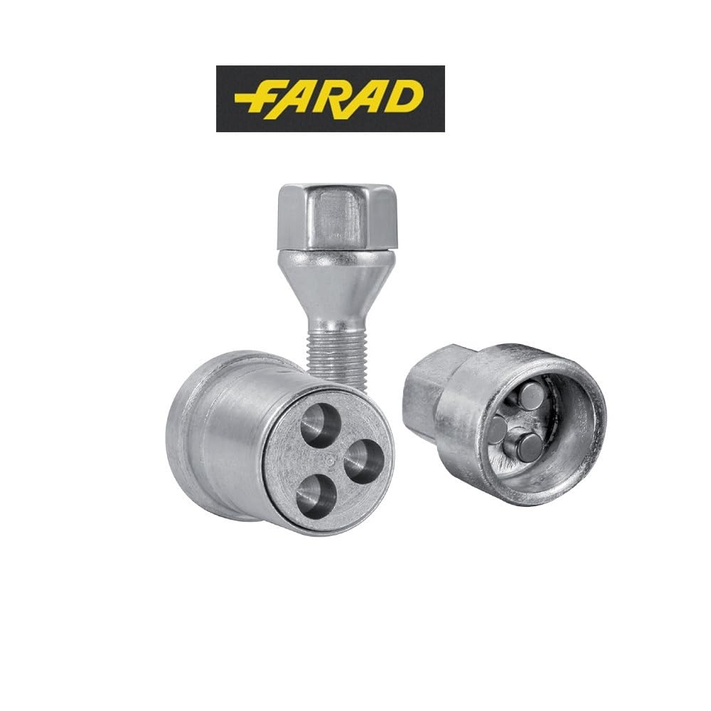 KIT BULLONI ANTIFURTO PER RUOTE CERCHIO IN ACCIAIO KIT 4 PERNI+1 CHIAVE FARAD COMPATIBILE CON OPEL Astra, Astra Station dal 12/2009 in poi (H) SET BULLONE PER GOMME RUOTE AUTO