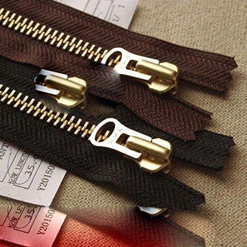 Bolsos de cuero hechos a mano de bricolaje Zapatos de hombre n. ° 8 cremallera de metal de cobre dorado grande extremo cerrado 20~50 cm, negro, 8# Cover