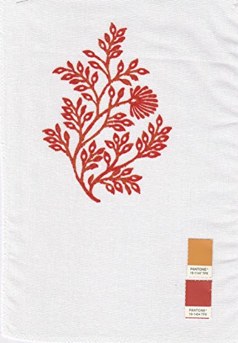 Image of Curtain Label Set of 2 Jaisalmer Sheer Printed Cotton Eyelet Curtain - 4.5 X 9 Ft, Red