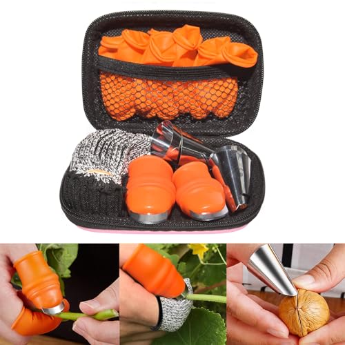 24Pcs Thumb Knife Set, Finger Cutters Potted Plants Picking Trim Silicone Thumb Knife Harvesting Tools Cut Resistant Finger Gloves Finger Cots for Gardening Fruit Vegetable