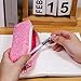 Biiange Pink Pencil Box Glitter, Shiny Pencil Case, Stationery Zipper Portable Pencil Case, Stationery Storage Bag, for Daily Study Work (1Pcs)