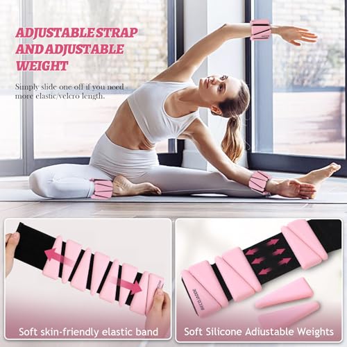 Image of BECOJADDE Ankle Weights Set of 2 (1 lb /2 lb /3 lb Each) Adjustable Wrist Weights for Women Men Wearable Arm Leg Weight for Pilates, Running, Walking, Workout, Yoga