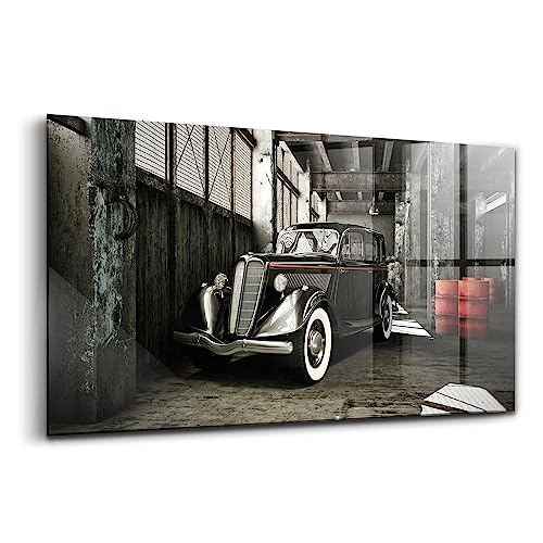 Image décoration murale voiture classique pour salon - Tableau verre Wallfluent