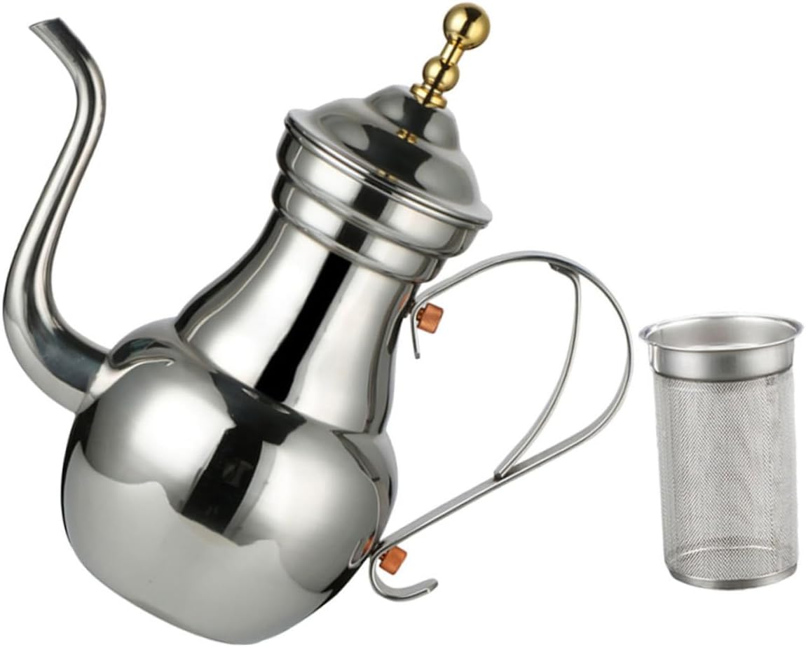 Cabilock Stainless Steel Court Coffee Pot with Filter Multi Function Household Kettle for Precise Pouring and Hot Beverages Brewing
