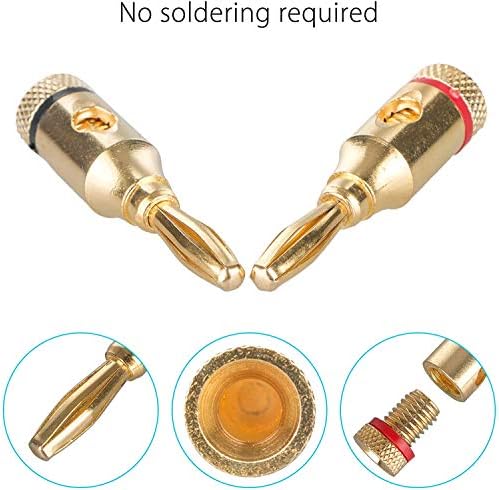 RUNCCI-YUN 24-Pack Speaker Male Banana Plugs, 24K Gold Plated Audio Jack Wire Cable Screw Connectors, for Musical Audio Speaker Wire & Audio/Video Receiver
