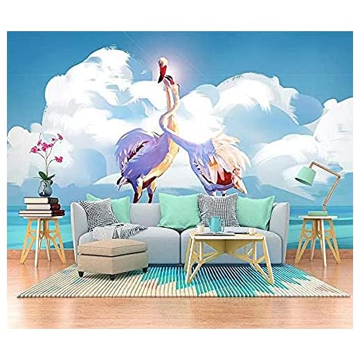 Nordisk rosa par flamingo blå himmel barnrum bakgrund 3D tapet väggmålningar anpassad 3D tapet klistra vardagsrum väggen för sovrum väggmålning-400 cm × 280 cm
