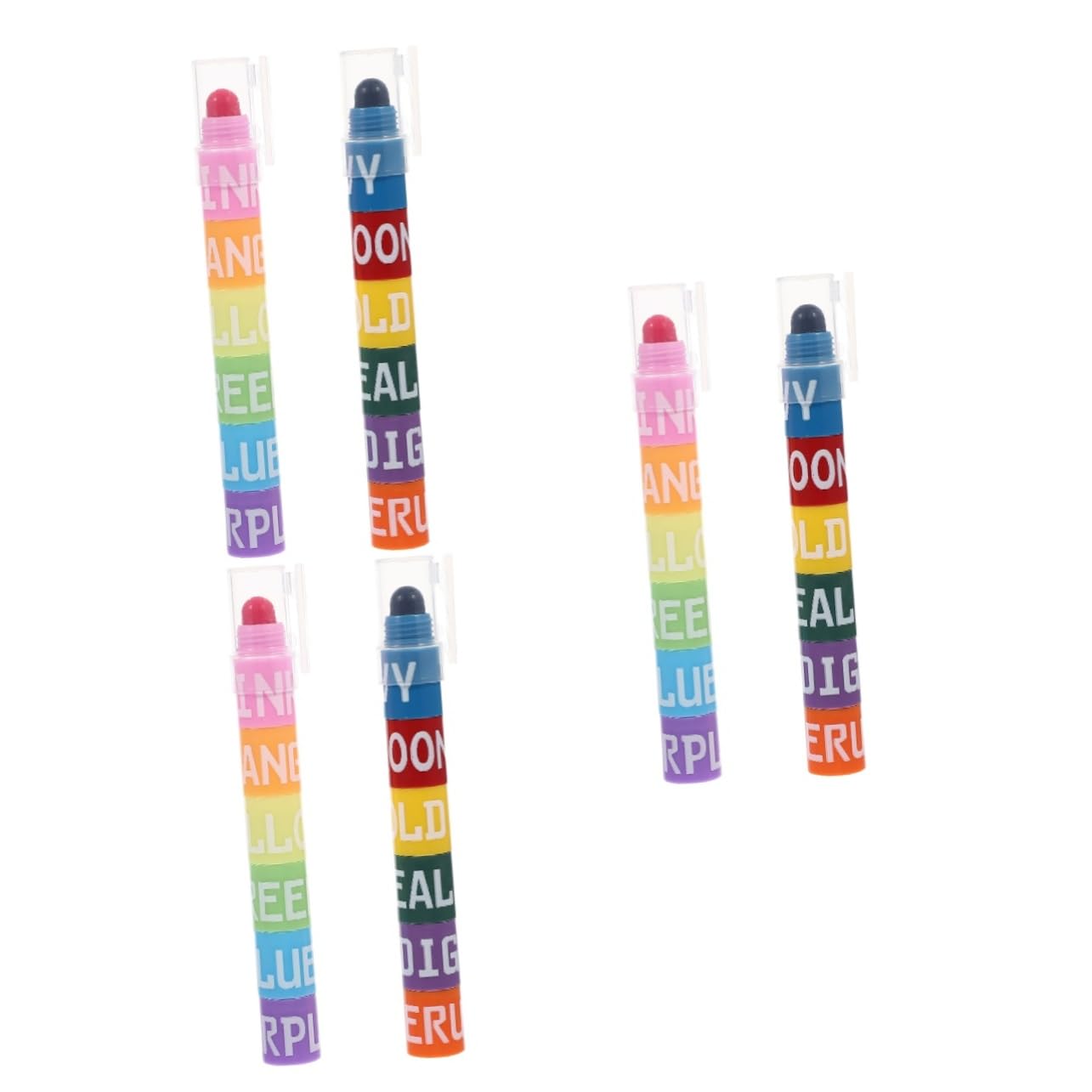 SOIMISS 6 Rotuladores Fluorescentes con Diseño Encajable Colores Pastel Prácticos y Portátiles para Estudiantes y Oficina Resaltadores para Subrayar Información Importante