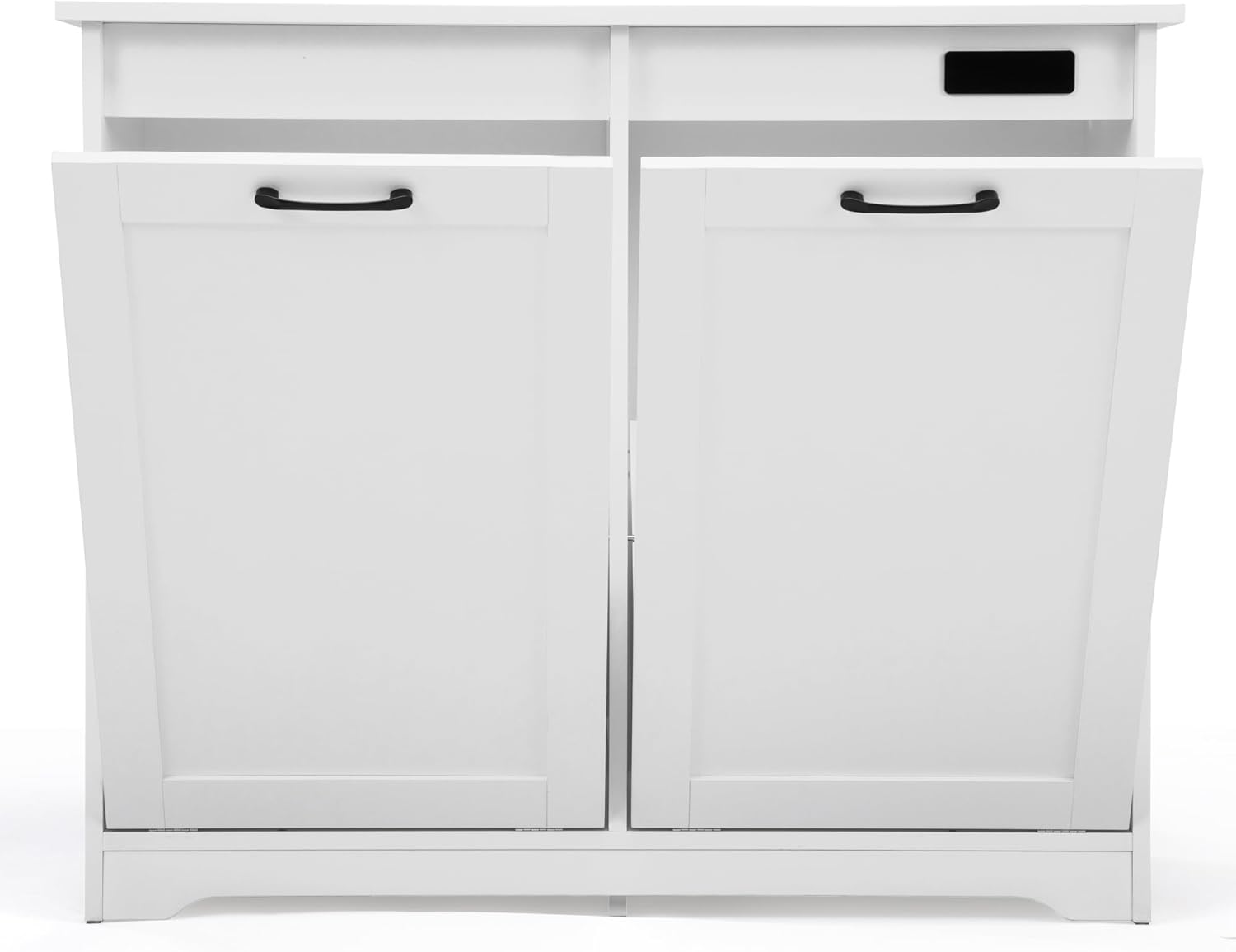 Wooden Tilt Out Trash Cabinet Kitchen Trash Can Rack Recycling Bucket, 2 Hidden Garbage Cabinets with Angle Adjustable Door, Each Holds Within 13 Gallons(Not Included), White