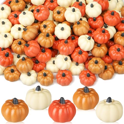 Geelin 90 Pcs Mini Pumpkins Bulk for Crafts, Fall Figures Decorations