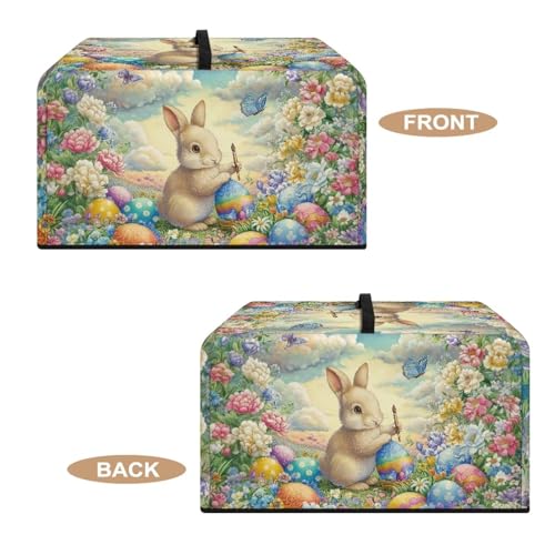 Image of Air Fryer Toaster Oven Dust Cover, Protective Countertop Microwave Oven Cover for Easter Decor, S, 18.25 x 14.5 x 11 Inches, Cartoon Bunny Floral Butterfly Easter Egg