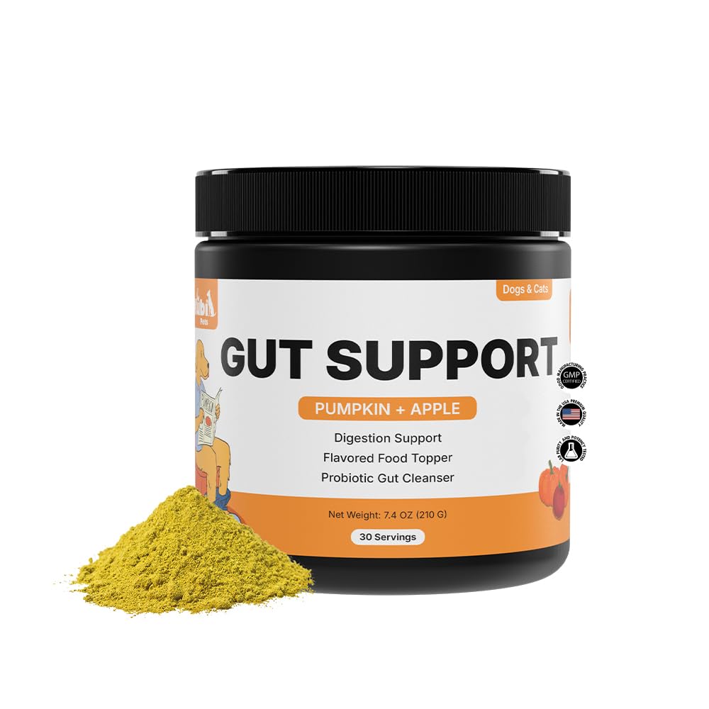 Pumpkin Gut Support for Dogs – Digestive Health Supplement with Natural Fiber &amp; Probiotics, 30 Servings | Kubi Pets (30)