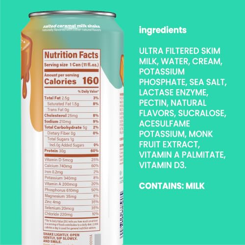 Image of Nurri - 30g Protein Ultra Filtered Milk Shake - Salted Caramel - Lactose Free, Low Sugar, 150 Calories, 10 Vitamins and Minerals - 11 fl oz, 10 Cans