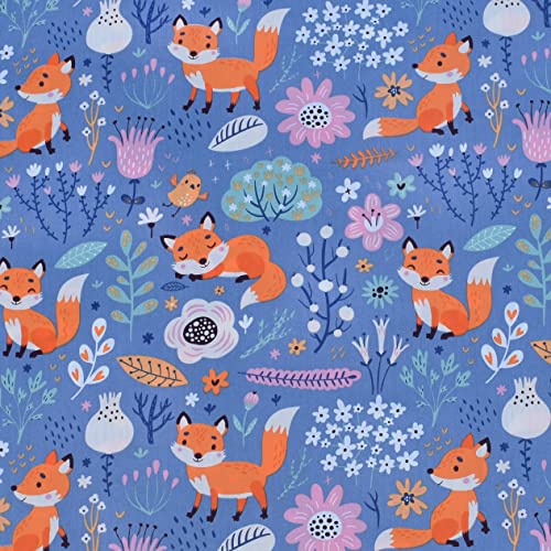 J-Pinno Fox Birds Play In Flowers Bloom Tree Forest Twin 100% Cotton 3 Pieces Sheet Set For Kids Girls Children,Flat Sheet + Fitted Sheet + Pillowcase Bedding Decoration Gift Set #TOP4