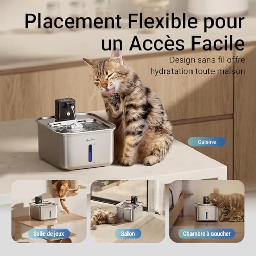 Fontaine à eau pour chat sans fil autonome, idéale pour les absences du week-end - 3