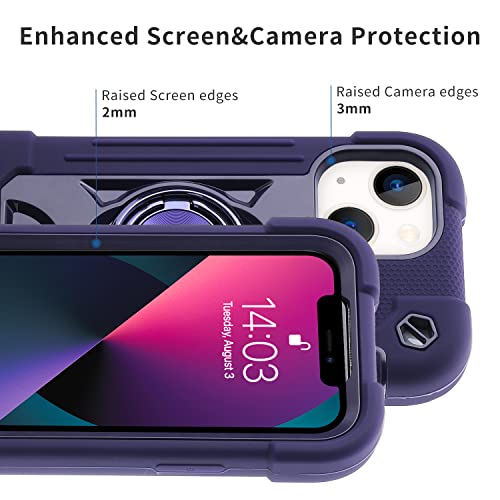 Image of MARKILL Compatible with iPhone with Built-in 360Rotating Ring Stand, Military Grade Drop Protection Full Body Rugged Heavy Duty Case Durable Cover (Deep Purple, iPhone 13 mini /12 mini 5.4 inch)