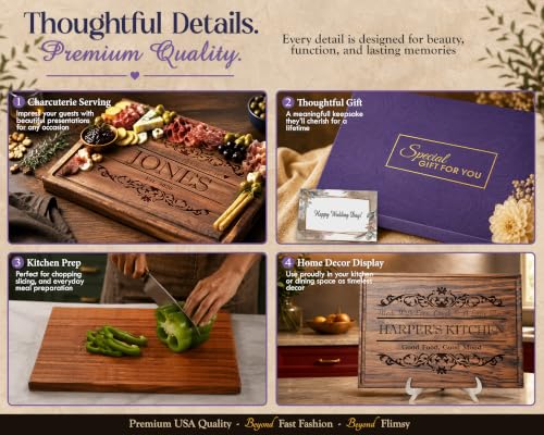 Tabla de cortar personalizada para bodas de madera miniatura 6
