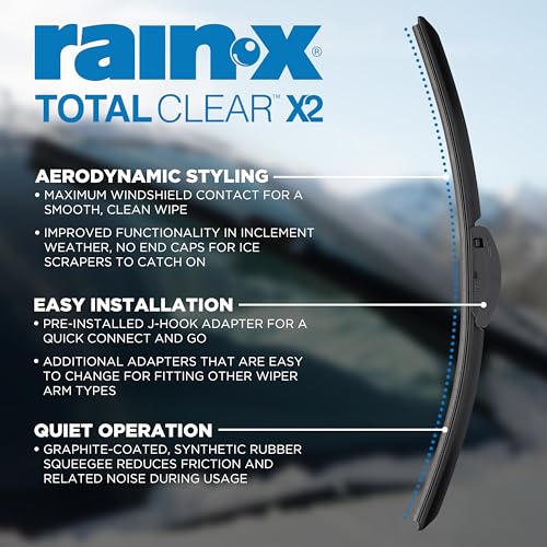 Image of Rain-X 810336 Total Clear Beam Wiper Blades 26 inch & 17 inch Windshield Wipers for All-Weather Performance, Rubber Squeegee for Smooth Clean Wipe & Quiet Operation - 2 Pack Value